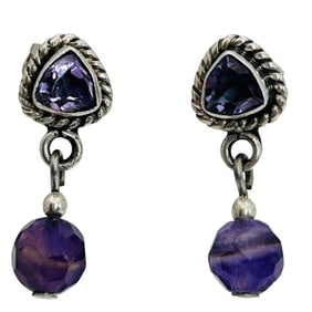 Amethyst Sterling Dangle Earrings, 2.39 G