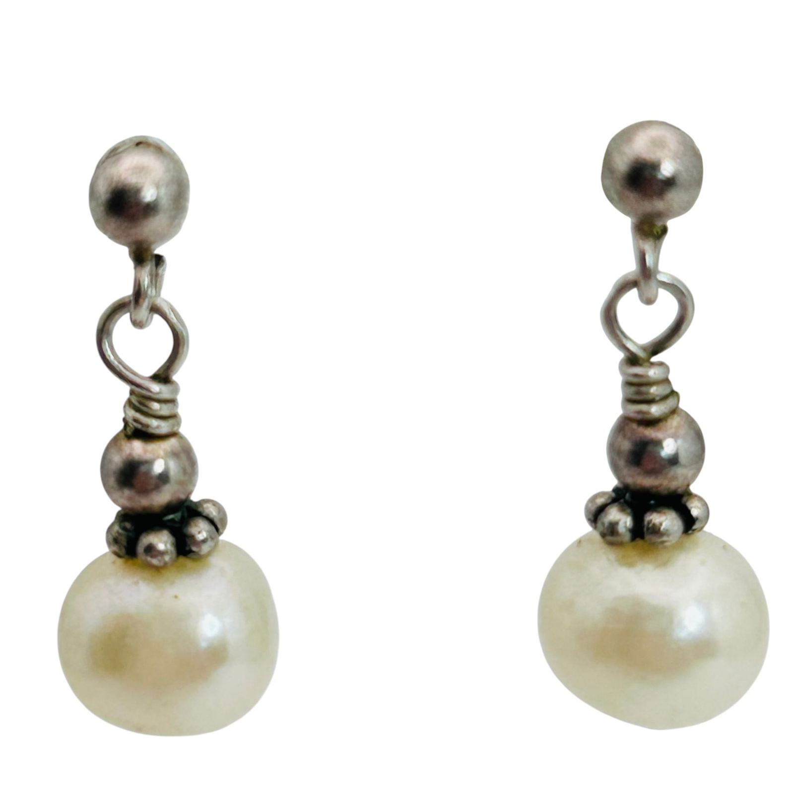 Pearl Sterling Dangle Earrings, 1.53 G (1 of 4)