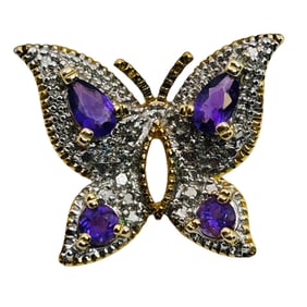 Amethyst Sterling Butterfly Pendant 2.4 G