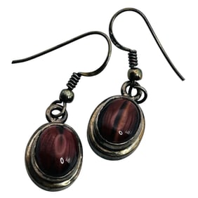 Tigers Eye Sterling Drop Earrings 6.06 G
