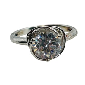 Rhinestone Sterling Ring Size 6, 3.59 G