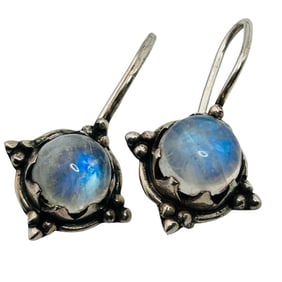 Moonstone Sterling Dangle Earrings 4.24 G