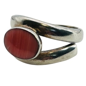 Sterling Coral Wrap Ring Size 7.5, 7.1 G