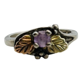 Black Hills Gold, 12 K And Sterling Amethyst Ring Size 6, 3.61 G