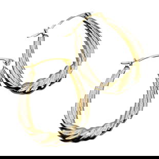 Sterling And 14 K1/20 Gold Oval Hoop Earrings .91 G: Sterling and 14 K1/20 gold oval hoop earrings .91 g