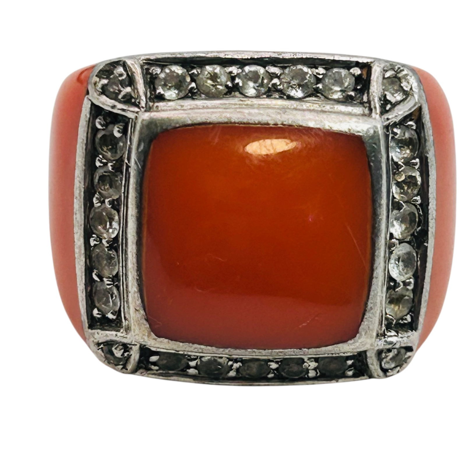 Spinel And Orange Statement Ring Signed AD Size 6, 16.58 G (1 of 10)