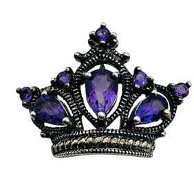 Amethyst Sterling Crown Pendant 2.35 G