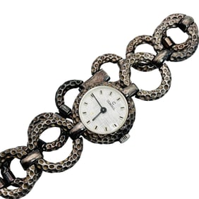 Consul  Swiss Sterling Watch Hammered Open Circle Band 36.61 G