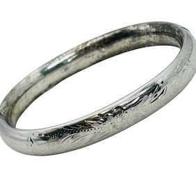 HFB Sterling Etched Hinge Bangle Bracelet 12.5g