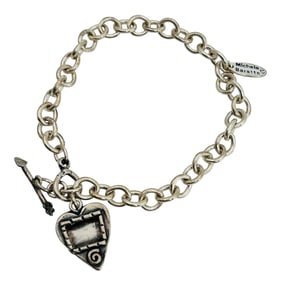 Michael Baratta Sterling Cable Chain Heart Frame Bracelet 14.2g
