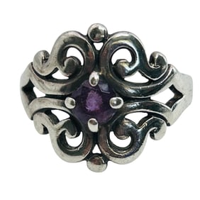 James Avery Amethyst Sterling Filigree Ring Size 7.5, 4.8 G