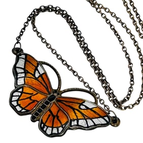 OPRO Norway, Sterling Enamel Butterfly Cable Chain Necklace 5.9 G