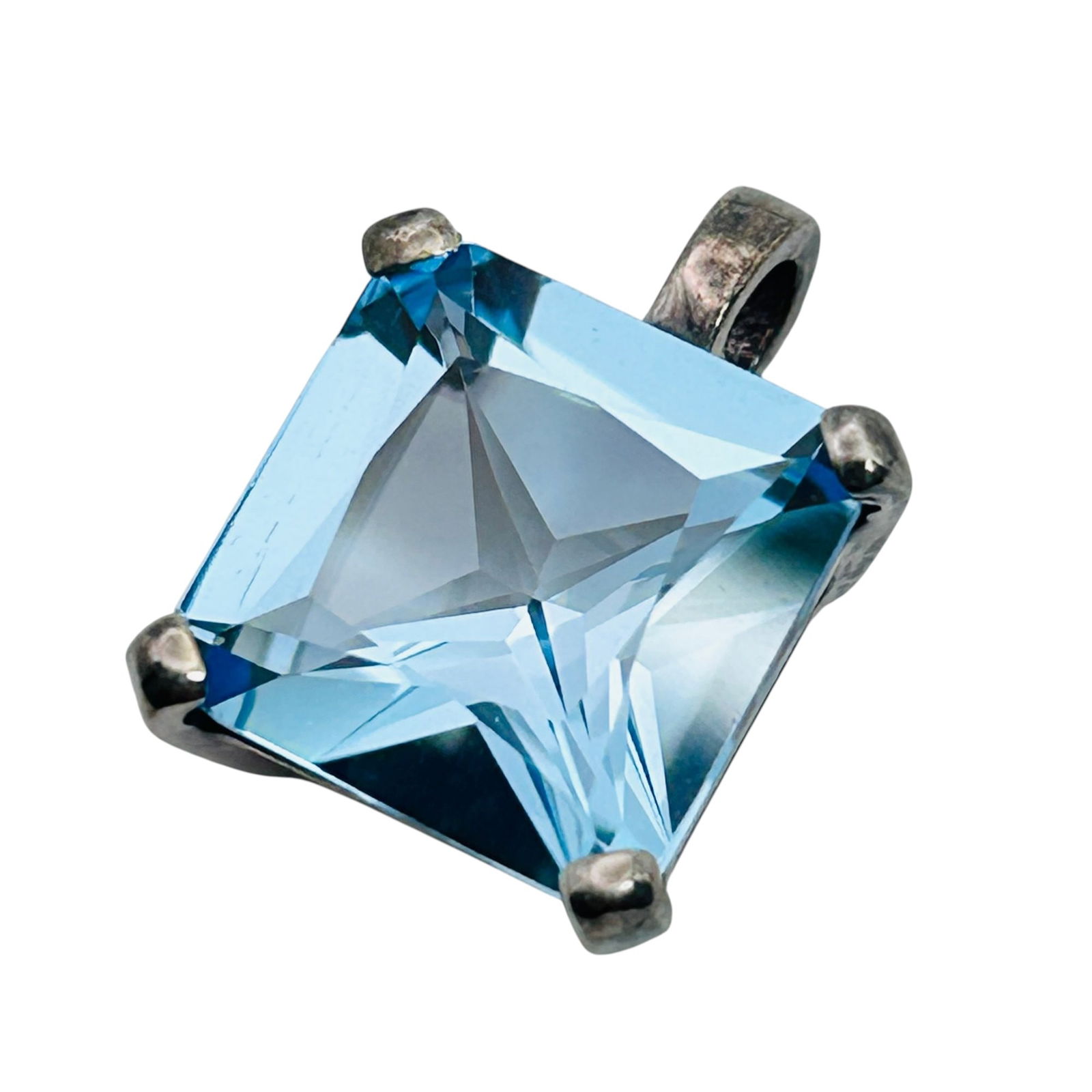 Metalsmith Topaz Sterling Square Pendant 4.05 G: Metalsmith Topaz Sterling Square pendant 4.05 g