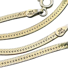 Italy, Sterling Flat Snake Chain Necklace 4.14 G