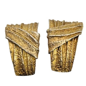 DYADEMA Italy, Sterling Curved Gold Tone Earrings 11.53 G