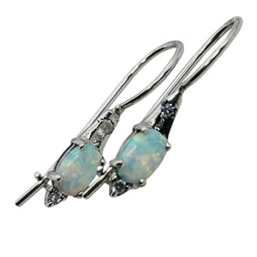 Sterling Opal Hook Back Earrings 1.12 G