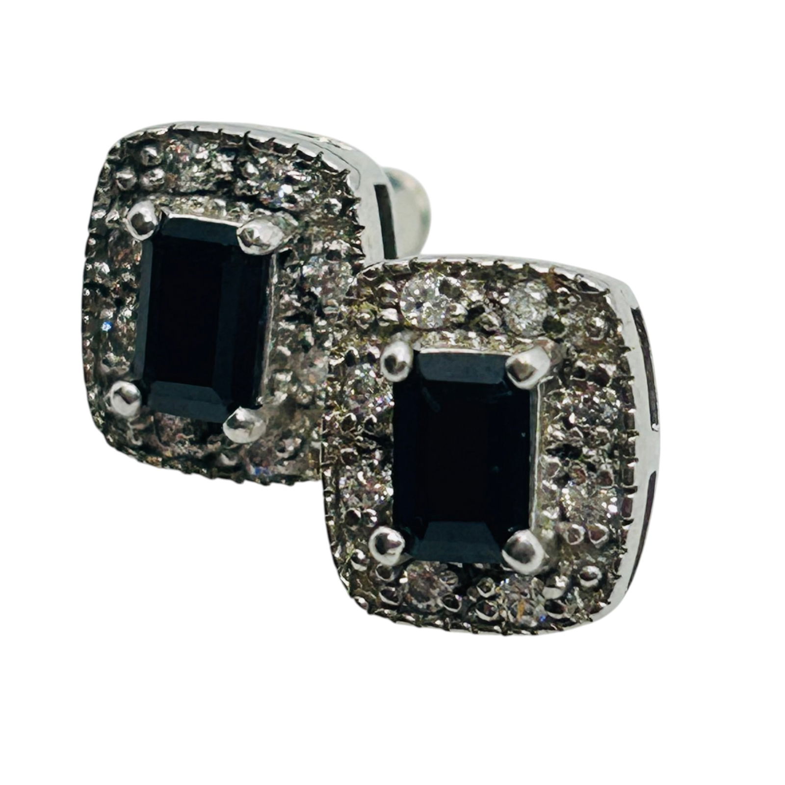 ONYX Sterling Square Stud Earrings 3.26 G (1 of 6)