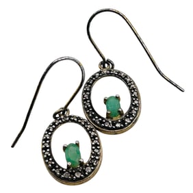 Aqua Sterling Round Earrings 2.98 G