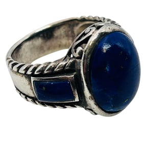 NK Lapis Luzili  Sterling Statement Ring Size 8, 7.7 G