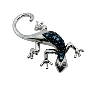 Sapphire, Sterling Gecko Pendant 1.28 G