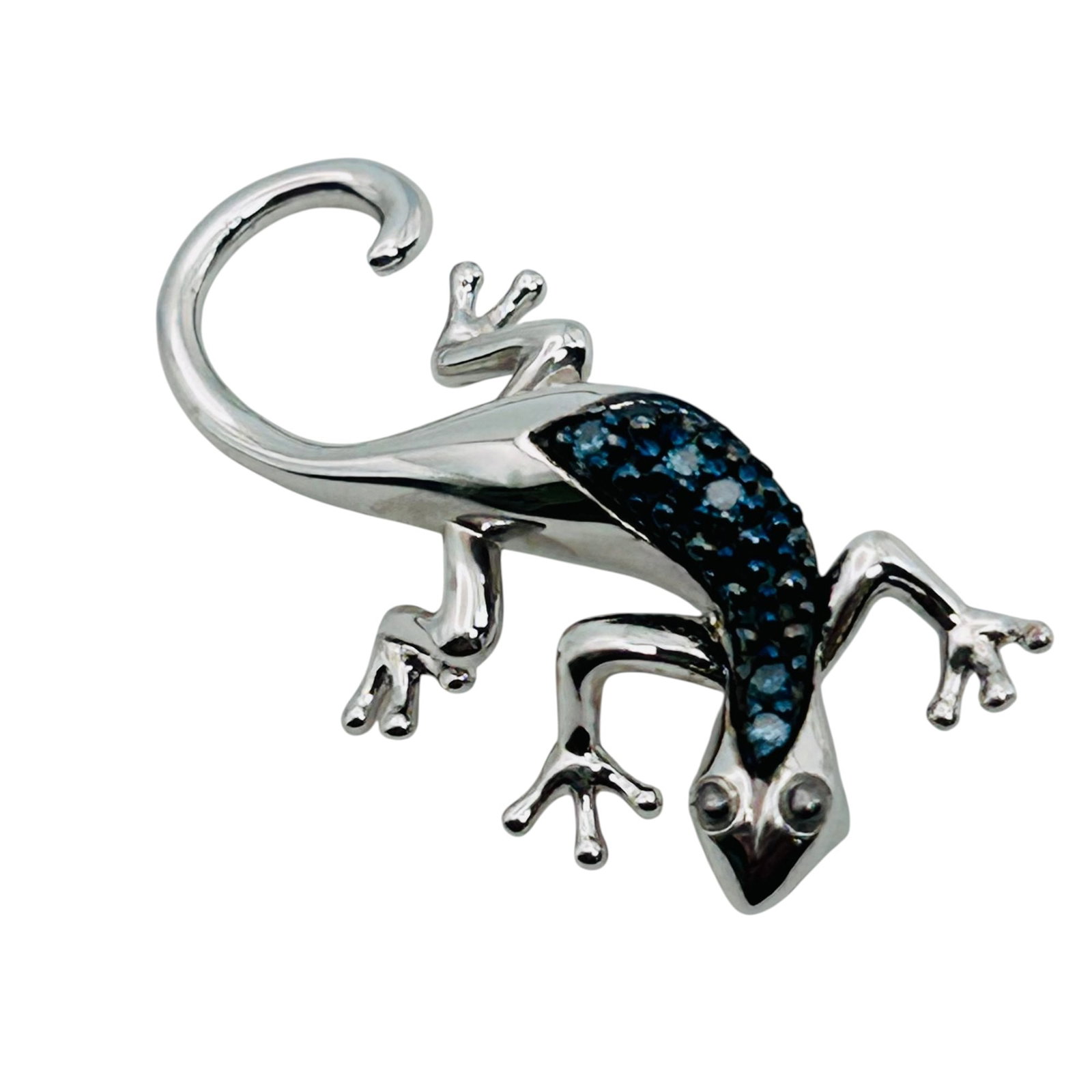 Sapphire, Sterling Gecko Pendant 1.28 G: Sapphire Sterling gecko pendant 1.28 g