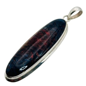 Dark Jasper Sterling Oval Pendant 17.7 G