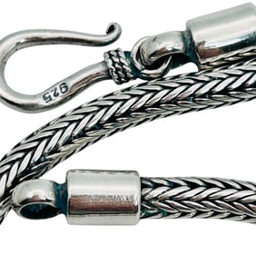 Sterling Byzantine Thick Chain Necklace 37.63 G Hook, Clasp