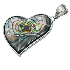 LUC Sterling Abalone Heart Pendant 9.12 G