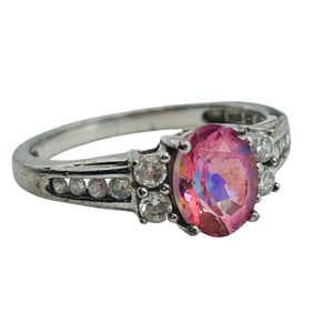 Topaz And Cubic Zirconia Sterling Ring Size 7, 2.52 G