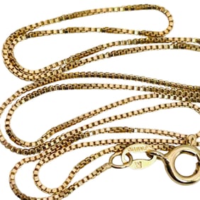Italy Sterling Box Chain Gold Tone Necklace, 2.07 G