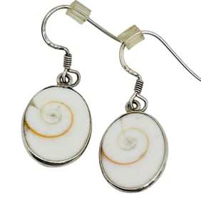 Shiva Shell Sterling Dangle Earrings 5.25 G