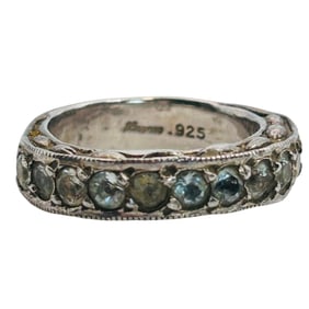 Signed Tourmaline Sterling Channel Band Size 7.5, 6.55 G