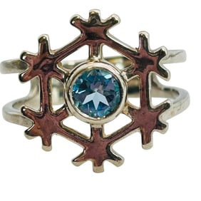 Topaz Sterling Snowflake Ring Size 9, 5.07 G