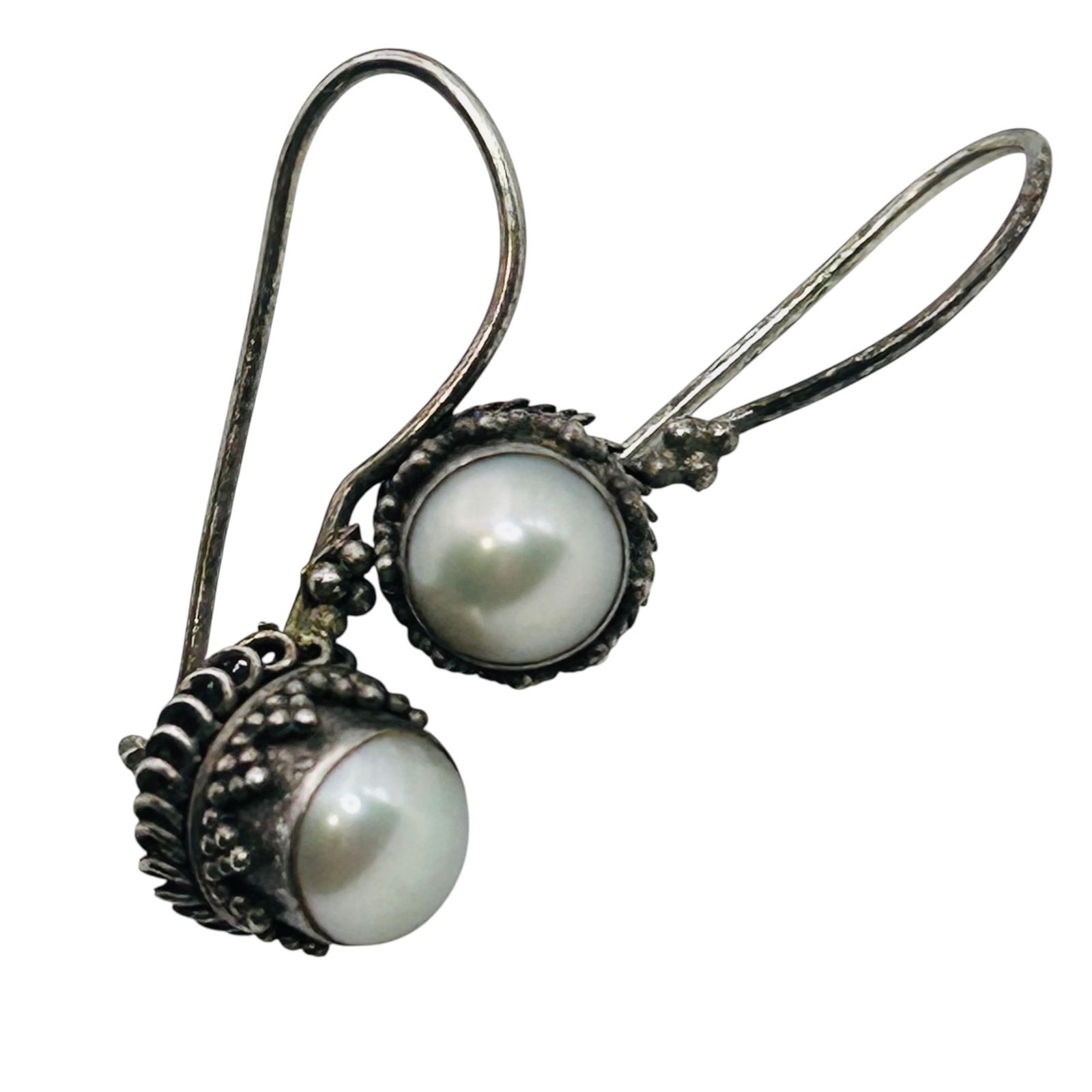 Pearl Sterling Hook Earrings 2.06 G (1 of 6)
