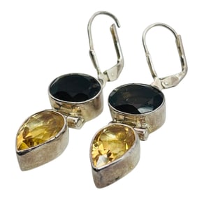 Citrine Quartz Sterling Hinge Earrings 10 G