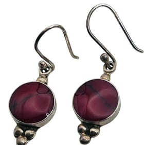 ATI Mexico, Red Stone Dangle Earrings 2.76 G