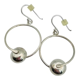 ATI Mexico, Sterling Circle Bead Hook Back Earrings 6.95 G