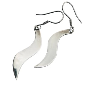 Mexico Wave Dangle Earrings Sterling 3.81 G