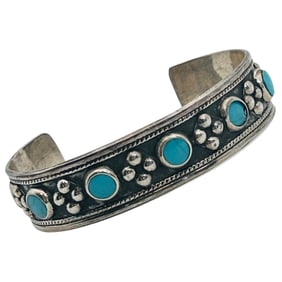 Mexico Turquoise Sterling Cuff Bracelet 18.96 G