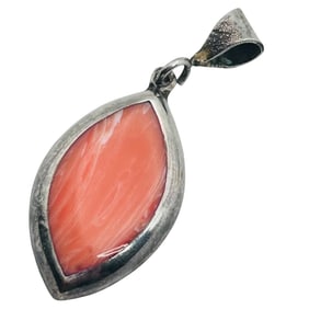 Mexico, Coral Sterling Teardrop Pendant 2.77 G