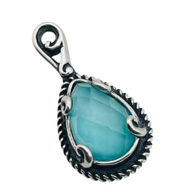 Carolyn Pollock Aqua Sterling Pendant 3.24 G