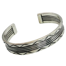Jerrod Tahe Navajo Sterling Cuff Bracelet 30.8 G