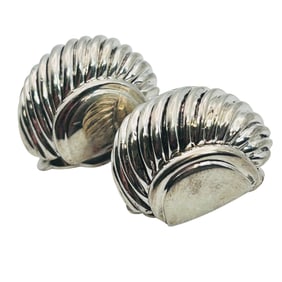 Southwest Solid Sterling Seashell Clip On Earrings 33.10 G