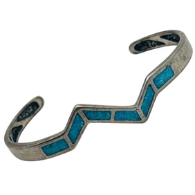 WJ Southwest Turquoise Sterling Cuff 16 G