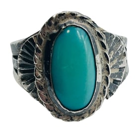 Native Sterling Turquoise Ring Size 7, 5.2 G