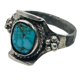 Southwest Sterling Turquoise Ring Size 7, 5.2 G