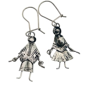 Southwest 800 Silver Father Mother Earrings 2.31 G