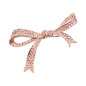 Kenneth J Lane Pink Rhinestone Rose Gold Tone Bow Brooch