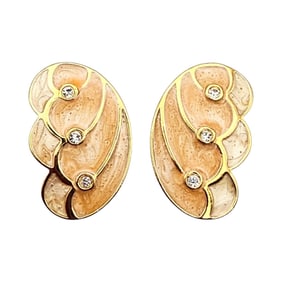 Kenneth J Lane Enamel Rhinestone Gold Tone Butterfly Wing Earrings