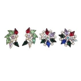 B David Lot 2 Faux Pearl Rhinestone Earrings